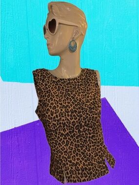 XOXO Leopard Print Sleeveless form fitting Tank Top - Tan & Black